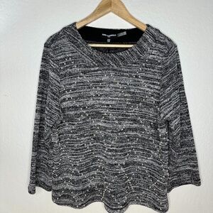 Karl Lagerfeld Top - Black and White Knit with Pearls - Large L NWT